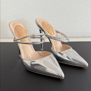 Elegant Silver Heels with Strap